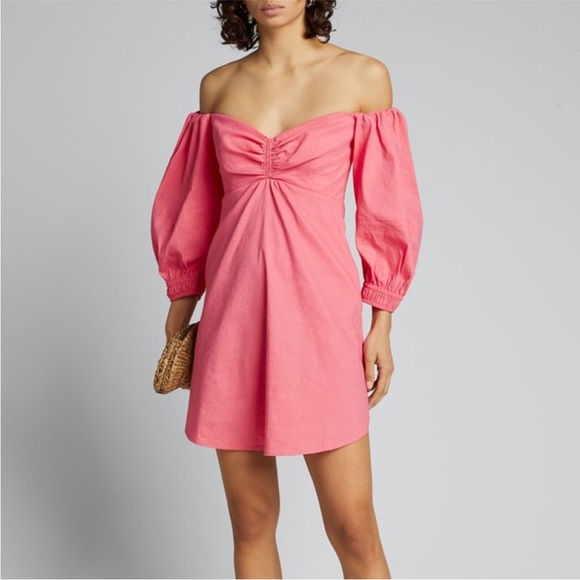 REVOLVE Dresses Alc Pink Mila Off The Shoulder Puff Sleeve Dress